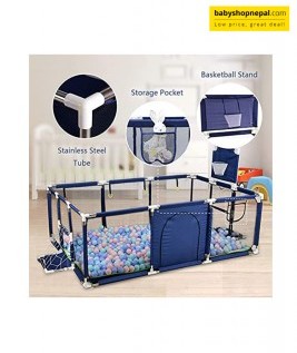 Children's Play Fence Portable Child Playpen Rectangle Toddlers Play Yard With Door Activity Center Child Play Game Fence Anti-Fall Play Pen,Safe And Secure 4