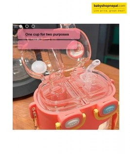 Giavos 530ml Cartoon Split-Compartment Water Bottle &ndash; Carry Water & Juice Together-2