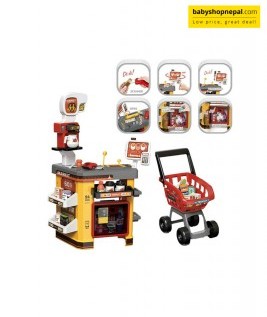 Supermarket Play Set With Shopping Cart Coffee Shop 54 Pieces, Kids Super Market Toy 3