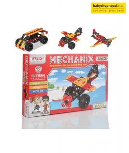 Mechanix JUNIOR | Engineering System For Creative Kids | Age 7+ | 14 Models | DIY STEM Toys | Metal Construction Set For Boys & Girls-1