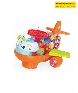 GEAR-GEAR AIRPLANE TRANSPARENT MECHANICAL HELICOPTER AIRPLANE TOY FOR KID'S  (Multicolor) 10