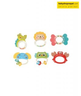 HANDBELL BABY RATTLE TOY 6, Baby Rattle Set With Teether  3