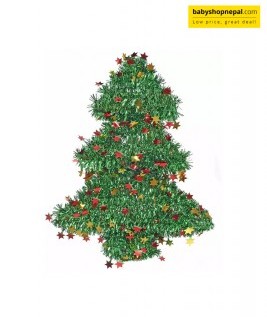 Garland Tinsel Christmas Tree Wall Hanging Sparkling, Space-Saving Holiday D&eacute;cor-1