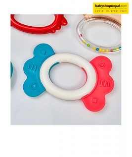 HANDBELL BABY RATTLE TOY, 7 Piece Animal Design Rattle and Teether Set 7