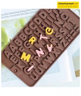 Alphabet Silicone Mold, Brown Chocolate Non-Sticky Moulds  2