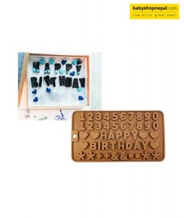 Happy Birthday Letters/Numbers/Symbols Mold Chocolate Decorating Silicone Tray Silicone Letter Mold  3