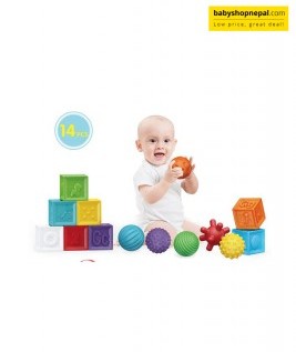 Baby Block Toy, Baby's First Soft Sensory Toy Set -Balls & Blocks (14 Pieces) 1