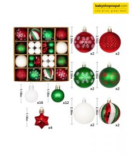 Mixed Christmas Ball Ornament Set &ndash; Red, Green & White 5
