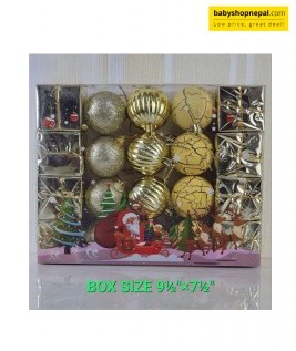 Gold Christmas Tree Ball Ornament Set Glitter, Ribbed & Cracked Pattern Finishes-1
