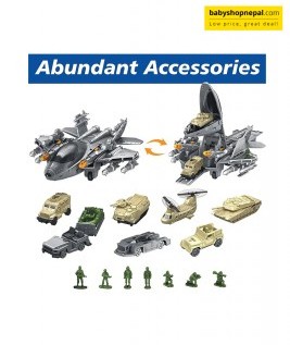 Military Airplane Toy for Kid - 2-in-1 Military Aircraft Playset for Girls, Boys, Fighter Jet with 7 Truck Vehicle Helicopter, Army Men, Car Kit for 4 to 8 Years Old 5