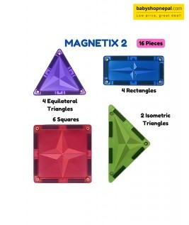 Magnetix 2 Sets 16 Pieces | My First Construction Set | Ideal For Pre-School Activities | Build With Magnet Tiles | Snap-Build-Unsnap Magnatiles-2