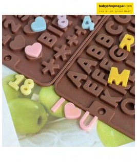 Alphabet Silicone Mold, Brown Chocolate Non-Sticky Moulds  6