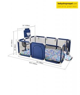 Children's Play Fence Portable Child Playpen Rectangle Toddlers Play Yard With Door Activity Center Child Play Game Fence Anti-Fall Play Pen,Safe And Secure 6