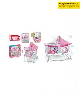 Baby Sleep Peacefully Bassinet, Electric Music Automatic Swinging Cradle for New Born Soothing Sleeping Baby Gift Set Toys with Mosquito Net 5