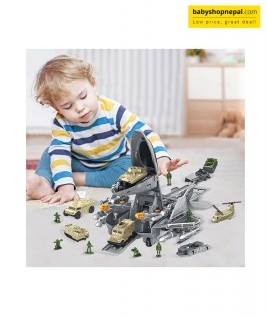 Military Airplane Toy for Kid - 2-in-1 Military Aircraft Playset for Girls, Boys, Fighter Jet with 7 Truck Vehicle Helicopter, Army Men, Car Kit for 4 to 8 Years Old 8