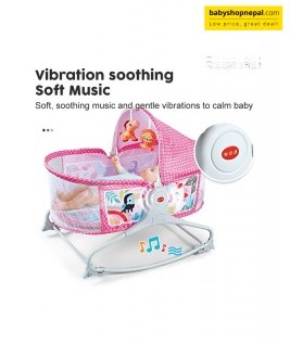 Baby Sleep Peacefully Bassinet, Electric Music Automatic Swinging Cradle for New Born Soothing Sleeping Baby Gift Set Toys with Mosquito Net 6