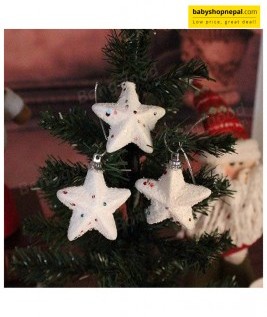 White Glitter Snowflake Star Christmas Tree Ornament 3
