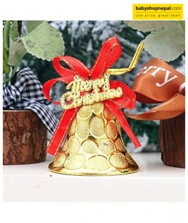 Merry Christmas Golden Bells with Red Ribbons 4