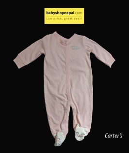 Carter's Full Sleeves Footed Romper Light Pink-1
