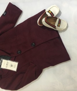 Maroon Blazer With Pairing White Shoes-1