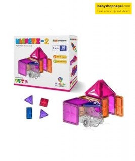 Magnetix 2 Sets 16 Pieces | My First Construction Set | Ideal For Pre-School Activities | Build With Magnet Tiles | Snap-Build-Unsnap Magnatiles-1