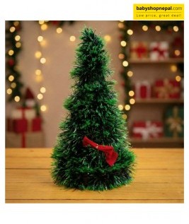 12-inch Tall Decoration with a Red Bow Accent Tabletop Christmas Tree -1