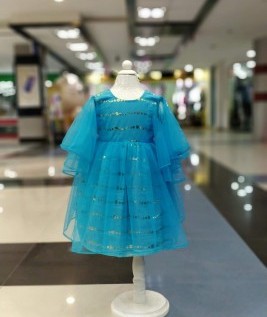 Boutique made Baby Frock With Butterfly Sleeves-1