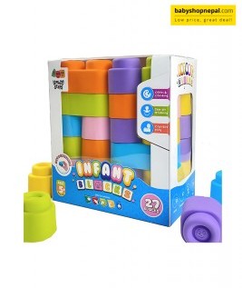 Infant Blocks | Learning Steps | 27 Soft And Squeezable Blocks | 5 Months+ | Safe For Mouthing | Cognitive Play-1