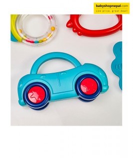 HANDBELL BABY RATTLE TOY, 7 Piece Animal Design Rattle and Teether Set 11