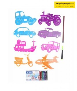 Funcil Transport Stencil Art Kit – Creative Drawing and Coloring Set for Kids 3